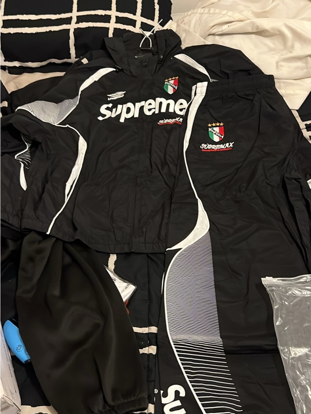 Supreme Black & White Logo Track Jacket and Pants Set